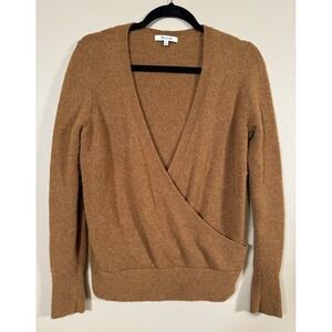 Madewell Faux Wrap-Front Pullover Sweater in Coziest Yarn Harvest Orange Size M